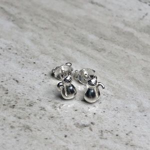 925 Sterling Silver Cat Silhouette Earrings